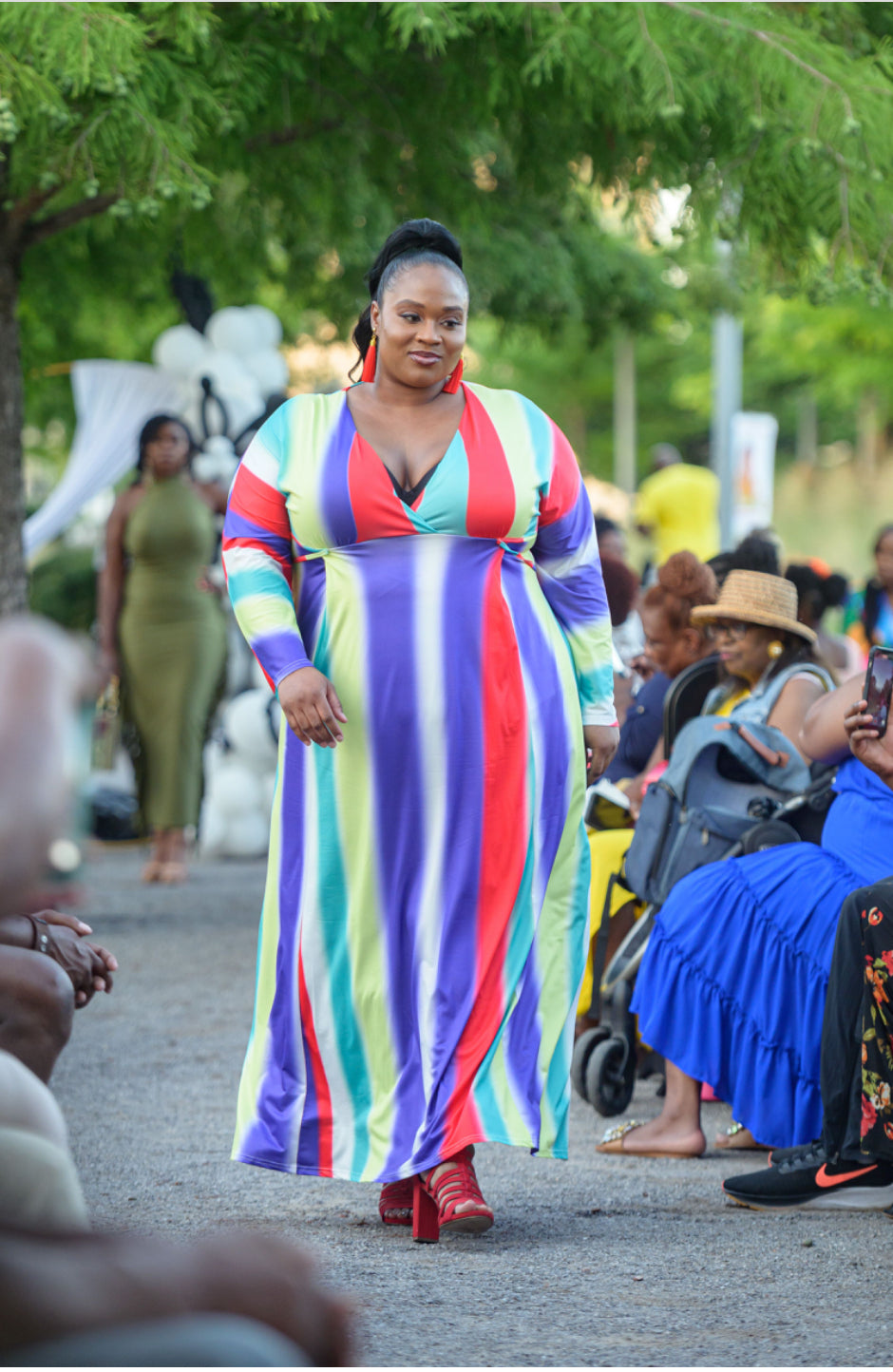 Plus Rainbow Striped A-line Sundress