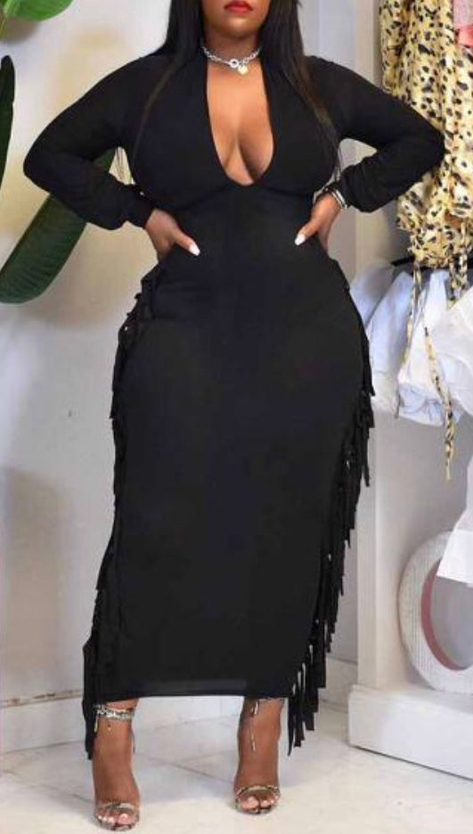 Sassy Me Dress With Fringe Design