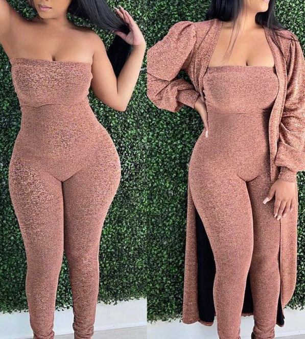 Tube Jumpsuit With Lantern Sleeve Coat