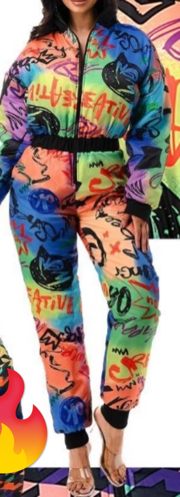 Graffiti Print Bummer Jumpsuit