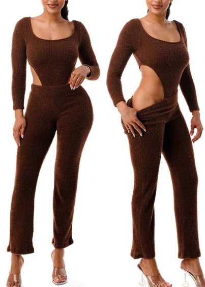 Just Kitty -Long Sleeved Bodysuit/Wide Legged Pants Set